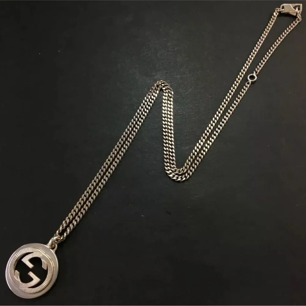 Authentic GUCCI Interlocking G Silver 925 Pendant Necklace